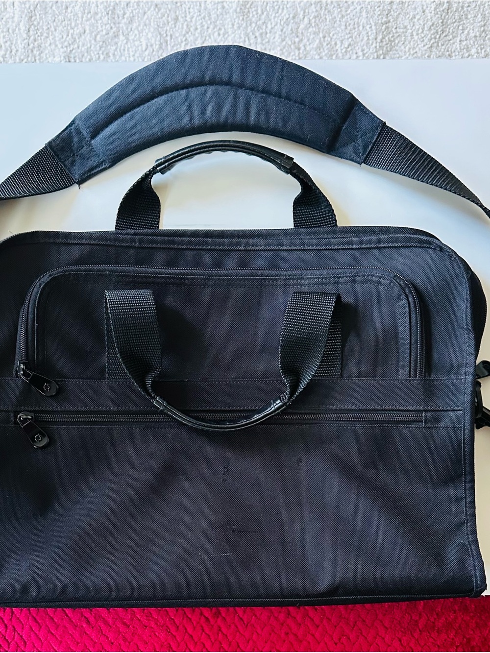 L.L. Bean Black SOFT Laptop Briefcase with Shoulder Strap & Carry Handles